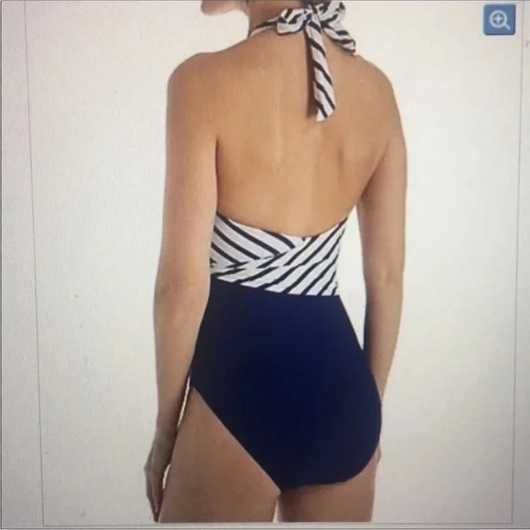 NWT LAUREN RALPH LAUREN blue one piece swimsuit Size 12 - Picture 6 of 12